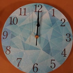 Blue water color round wall clock silent, non ticking (353)